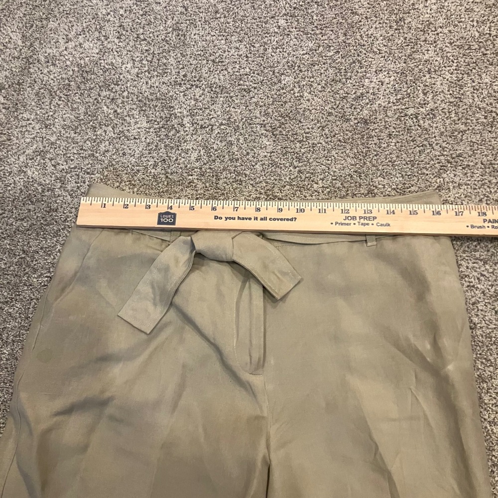 East 5th Womens 8 Tan Linen Rayon Blend Wide Leg Tie Waist Dress Pants Safari - Picture 8 of 9